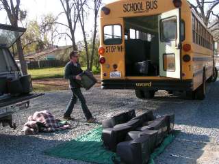 Steve loading bus for trip in Mexico